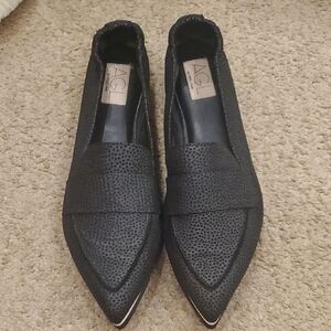AGL Women's Dark Grey Black Spotted Loafers Size 11.5